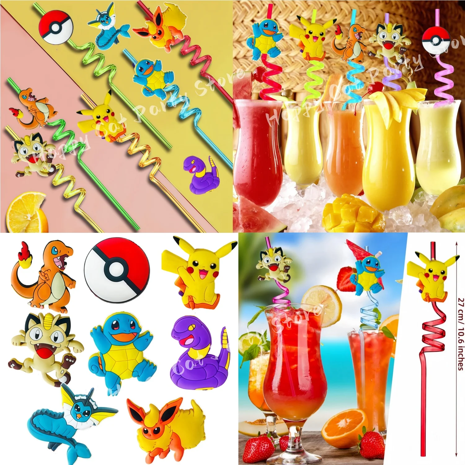 

Pokemon Straw Birthday Party Decor Pokemon Cartoon Reusable Drinking Straw Baby Shower Pokemon Birthday Favors Gifts Supplies