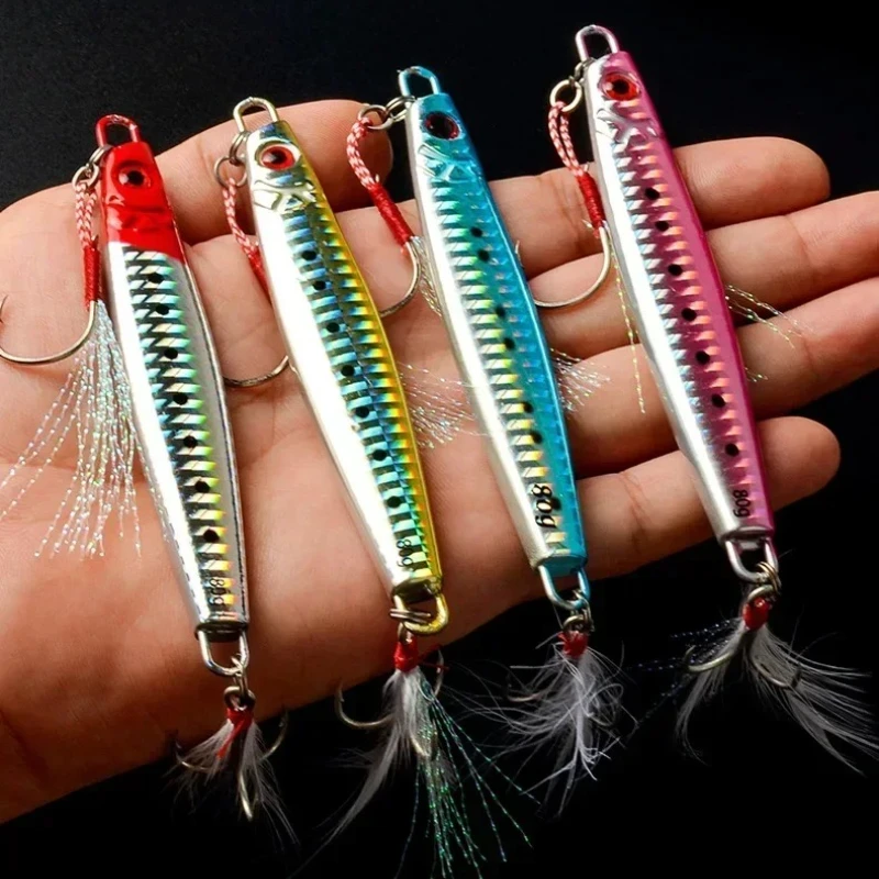 Jig Spoon25g-180G de Metal fundido de aguas profundas, señuelo de pesca de lubina, aparejos de cebo Artificial