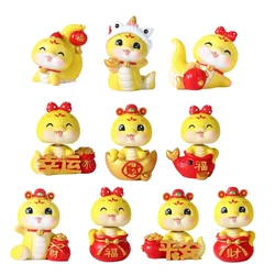2025 Snake New Years Figurines Statue Handcraft Resins Snake Decoration Fun Desk Ornament Mini New Years Decoration