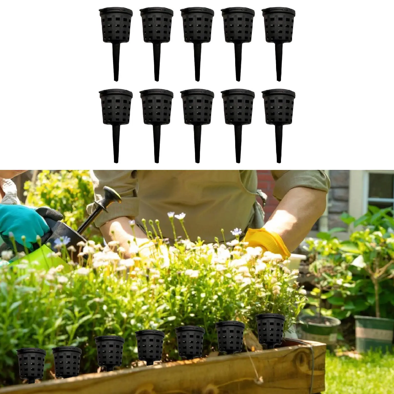 

10 Pieces Fertilizer Basket Nutrition Cup Small Bonsai Fertilizer Box with Lid for Plant Gardening Offices Courtyards Balconies