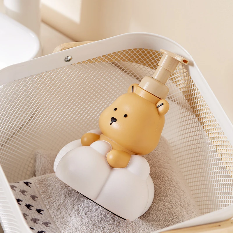 Cartoon Cloud Bear Foaming Soap Dispenser Bathroom Hand Sanitizer Shampoo Shower Gel Refillable Pump Bottle Making Foam Containe view 3
