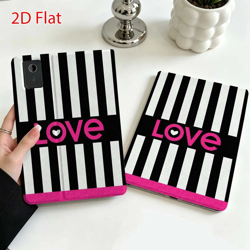 Striped Love Pattern For Lenovo Xiaoxin Pad Pro Tab P12 P11 11 13 11.2 inch K11 Plus Pen Tray Tablet Case Soft