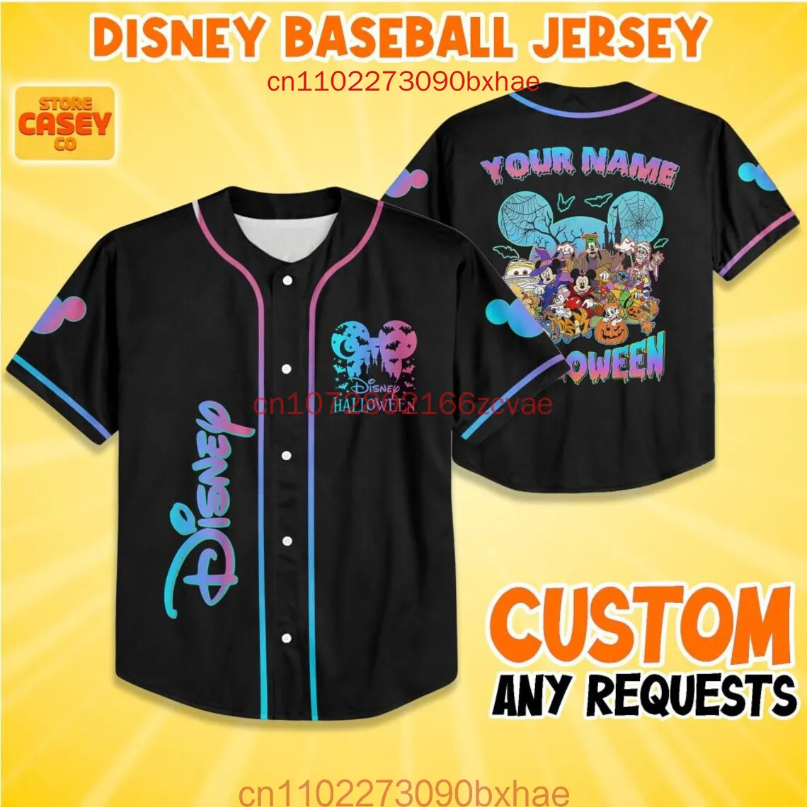 

Custom Mickey Mouse Baseball Jersey 3D Print 2025 New Disney Halloween Baseball Jersey Children's And Adult Sports T-shirts
