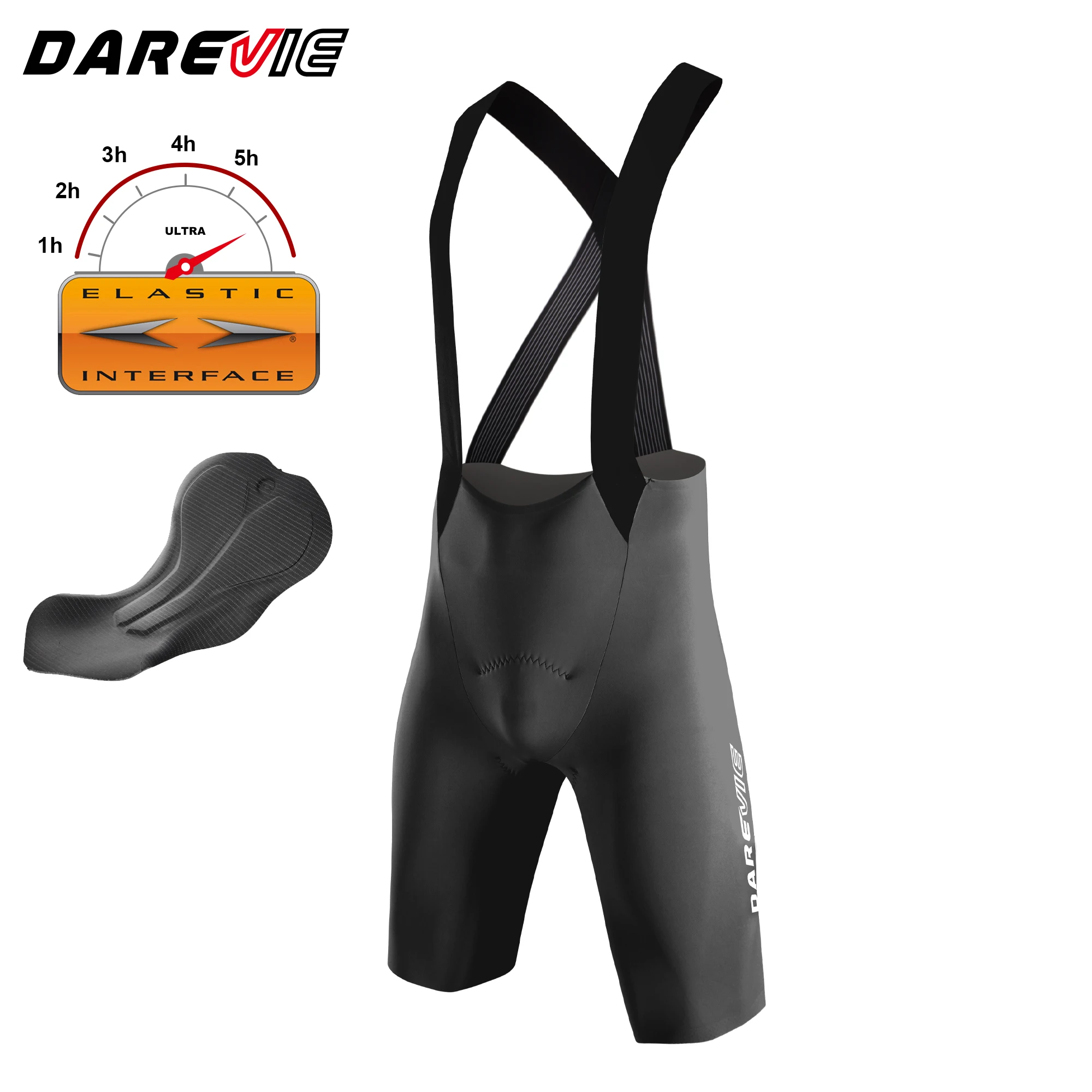 DAREVIE Herren-Radlerhose Nahtlos 5.0 Italien ELASTIC-INTERFACE ® Radlerhose mit Polsterung Kompressions-Shorts Rutschfeste Herrenshorts