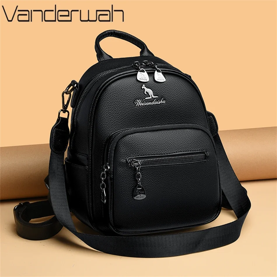 Women Travel Backpack for Teenager Girl 2024 Soft Leather Female Fashion 3 In 1 Bagpacks Large Capacity Ladies Mochilas Feminina