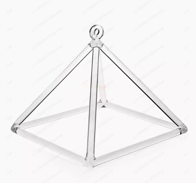 Transparent Quartz Crystal Pyramid for Meditation Sound Therapy.Rope color shipped randomly.