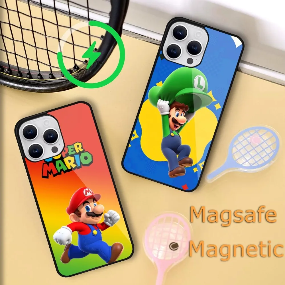 S-Super M-Mario Game Phone Case For iPhone 16 15 14 13 12 11 Plus Pro Max Magsafe Magnetic Wireless Charging