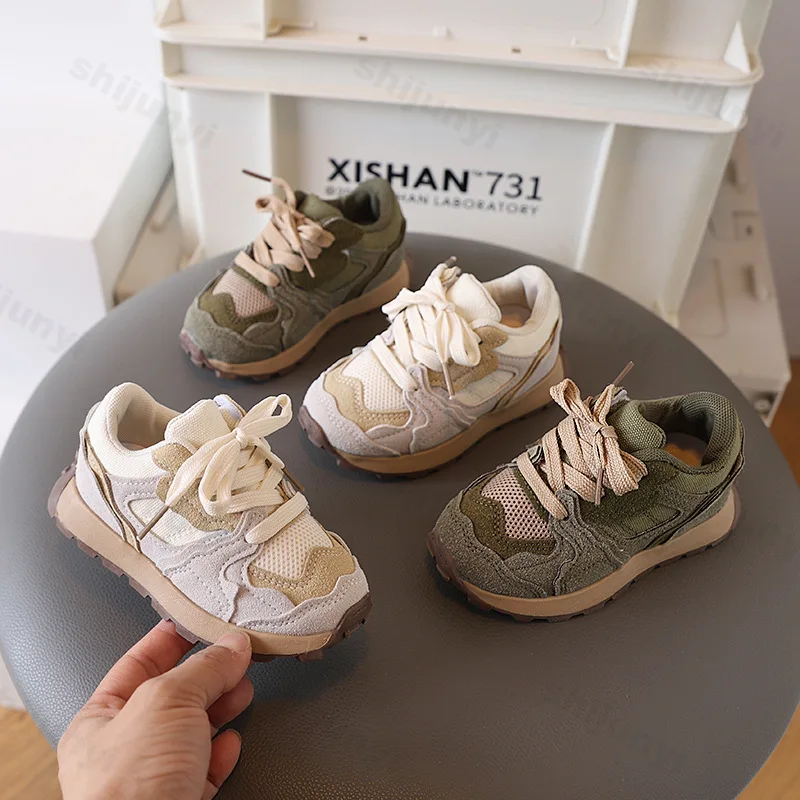 

2025 Spring Children Mesh Breathable Soft Sole Sports Casual Shoes Boys' Fashion Trend Low Top Shoes Girls' Comfortable Sneakers