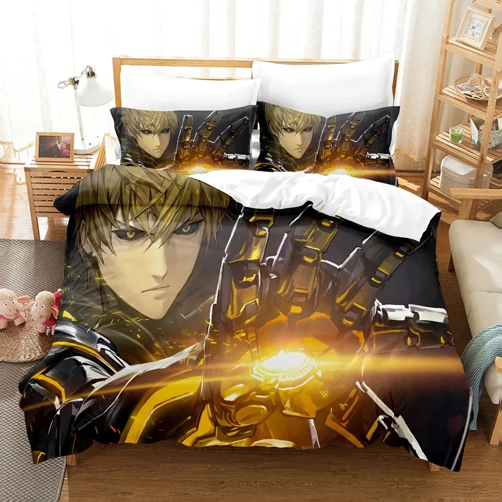 New Anime One Punch Man Duvet Cover Sets Pillowcase Bedding Set Kids Children Gift Girls twin full Queen King Size Bed Linen