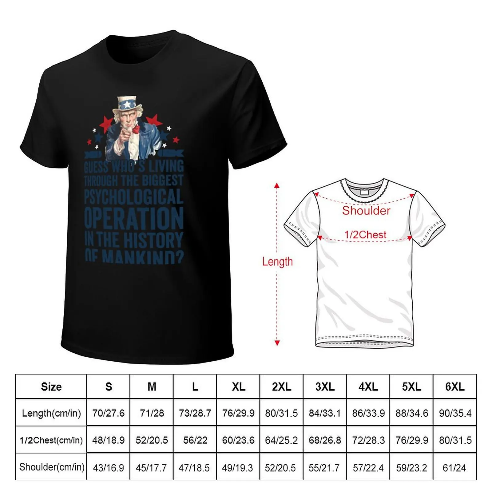 Uncle Sam ? Psychological Operation ? Psyop ? Hoax T-Shirt All Match Basic Short Sleeve Top