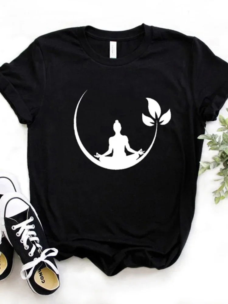 

Women T Shirt Buddha Lotos Print Tshirt Women Short Sleeve O Neck Loose T-shirt Ladies Causal Tee Shirt Clothes Tops