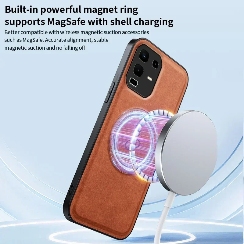 EUCAGR Luxus PU Leder MagSafe Magnetische Drahtlose Lade Telefon Fall Für Infinix Hinweis 50 Pro + 50S 50X Schutzhülle zurück Abdeckung