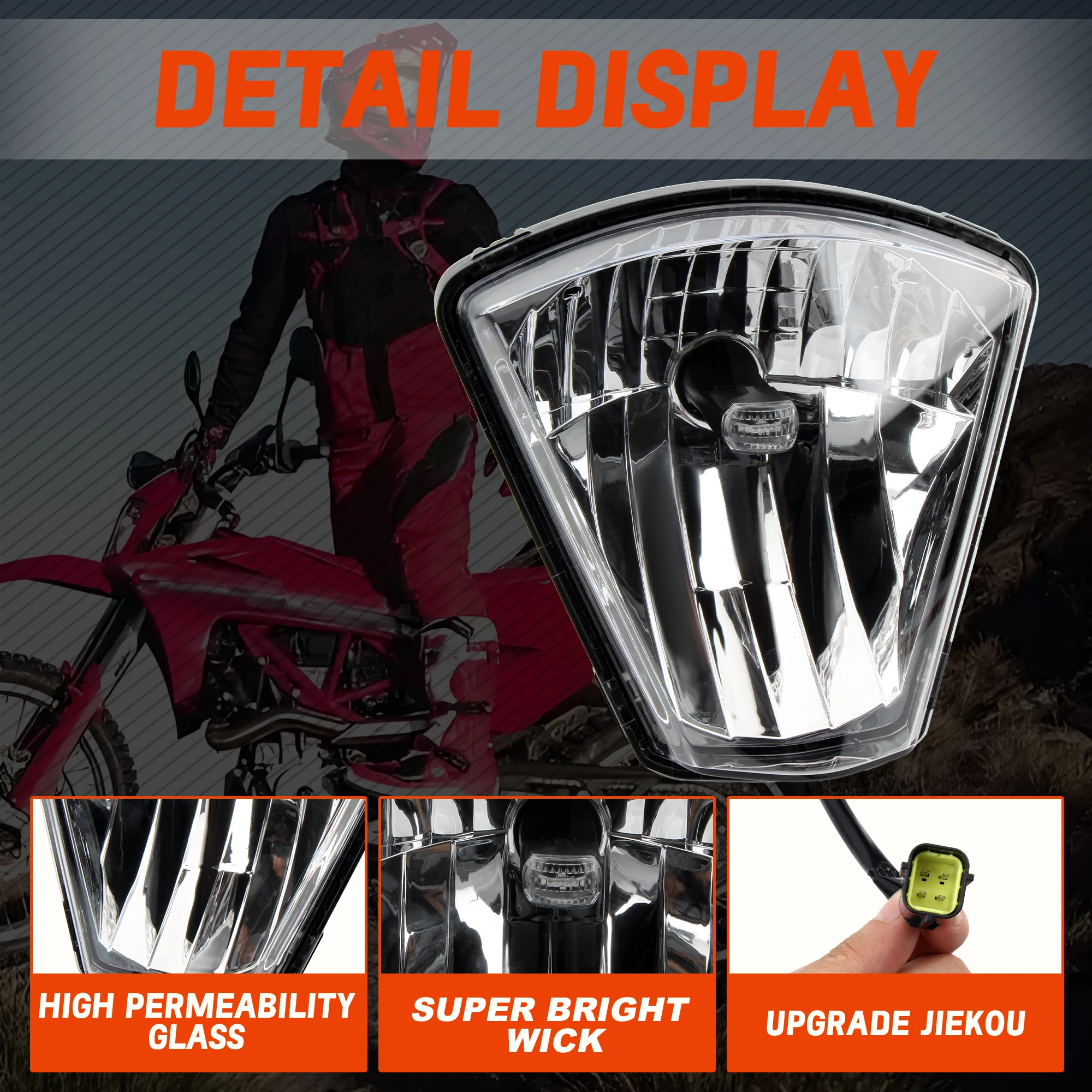 

FOR GASGAS 2024 Motocross LED Headlight EX EC 300 350F 400F 450F 500F Parts Adjustable Beam Motocross Headlamp Wick Waterproof