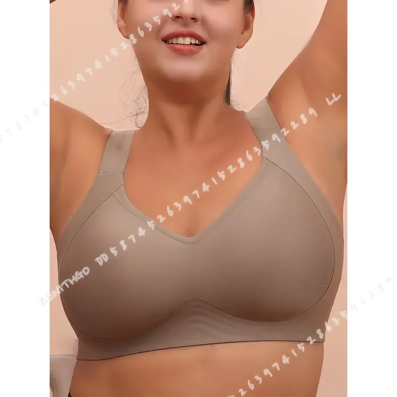 Plus Size Women Sleeping Bra 6XL Wireless Seamless Gathered Anti Sagging Vest for Yoga Exercise Comfortable Support Lingerie