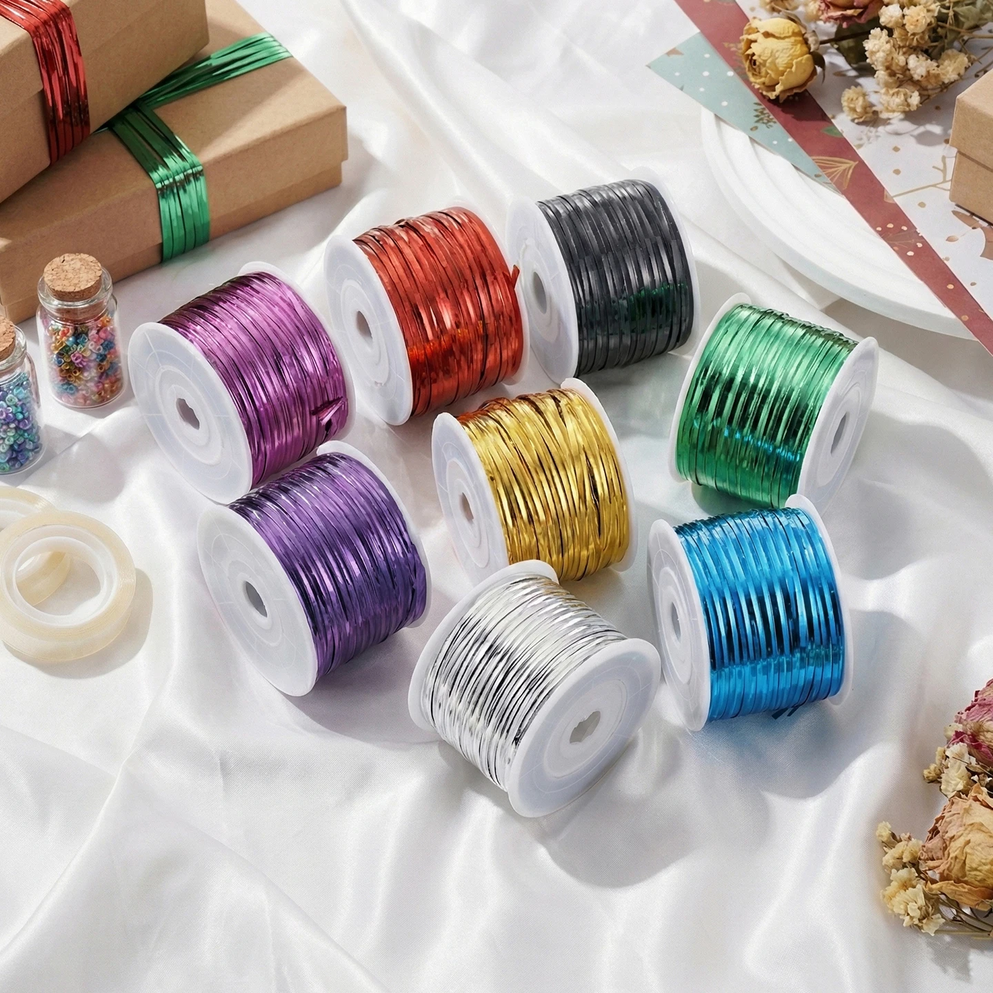 91m/roll Twist Wire Tie Multicolor Gift Packaging Wrap Ribbon Rope Food Bread Bag Sealing Twine for Home Jewelry Cord Supplies