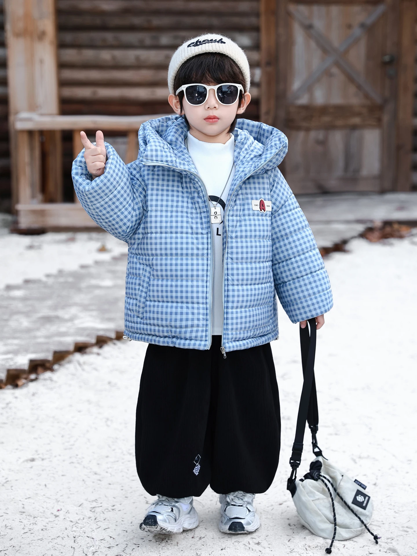 

Boys' Autumn Winter Thiened Cotton Jaet 2025 New Sle Youth Faionable Printed Hooded Long Sve Warm Coat for Kids