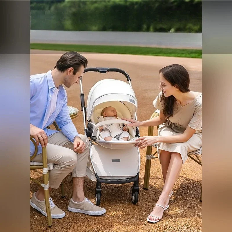 

2025 Лидер продаж, легкая детская коляска с высоким обзором, складное двустороннее сиденье с москитной сеткой и амортизирующей детской коляской