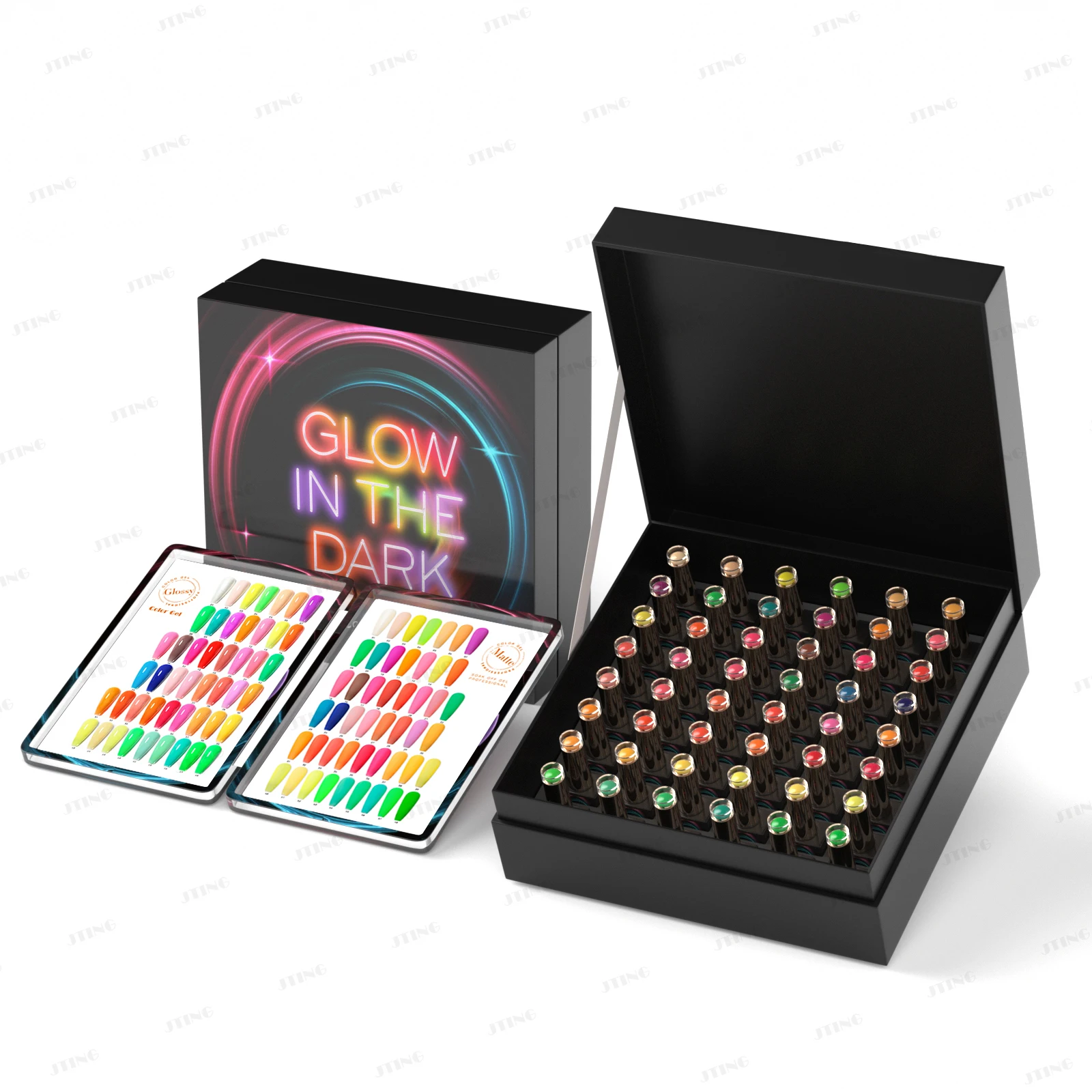 JTING 네일 트렌드 하이 엔드 48 색 컬렉션 네일 용품 살롱을위한 다크 젤 매니큐어 세트 박스 키트의 빛나는 광선