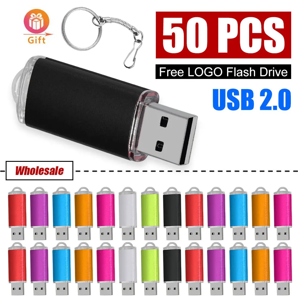 

50PCS/lot Wholesale metal Pen Drive 16GB 32GB 64GB USB2.0 for PC Mobile Mini Pen Drive 8GB Flash Drive Free laser 1GB 2GB 4GB