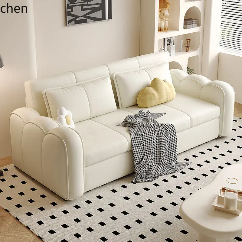 

ZML small apartment multi-functional sofa living room folding sitting sleeping dual-purpose sofa bed storage cat claw leather
