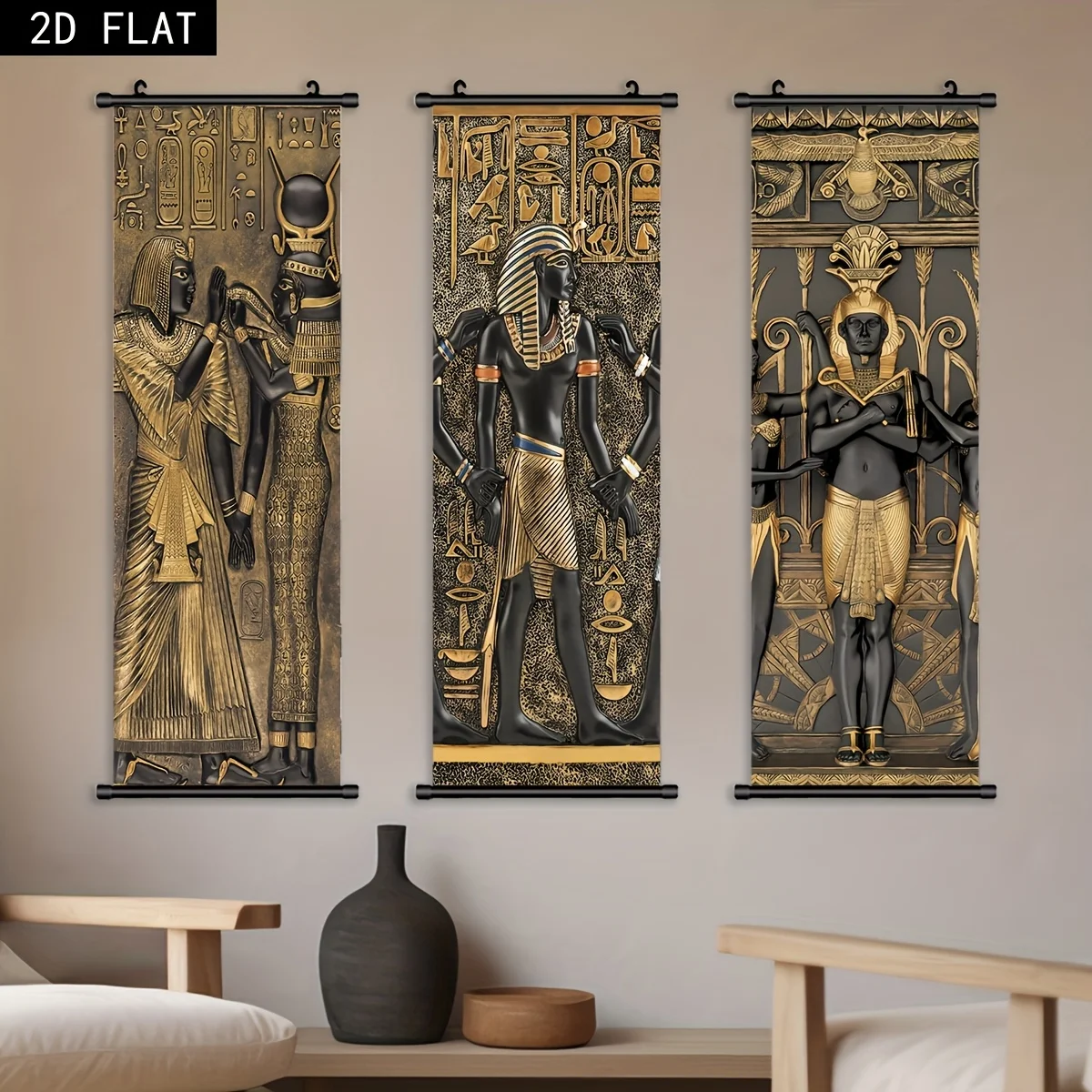 VIKAMA Chinese Ink Wash Landscape Scroll Tapestry, Bird Hanging Poster, Wall Art for Living Room Decor