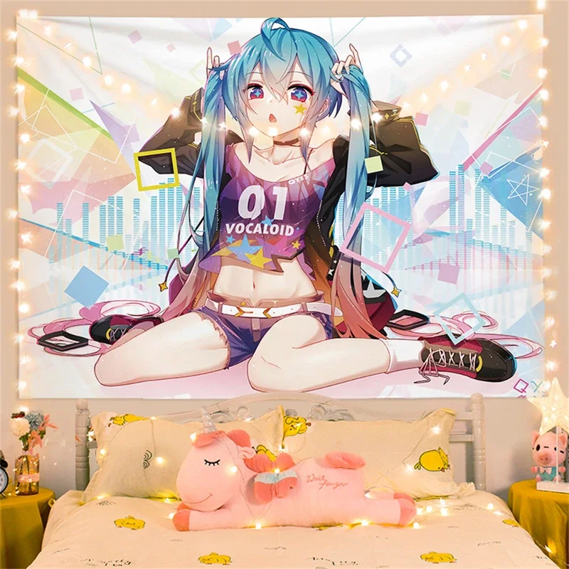 

LK01 Kawaii украшение дома настенный гобелен аниме японская девушка гобелен спальня фон украшения модная женская лента