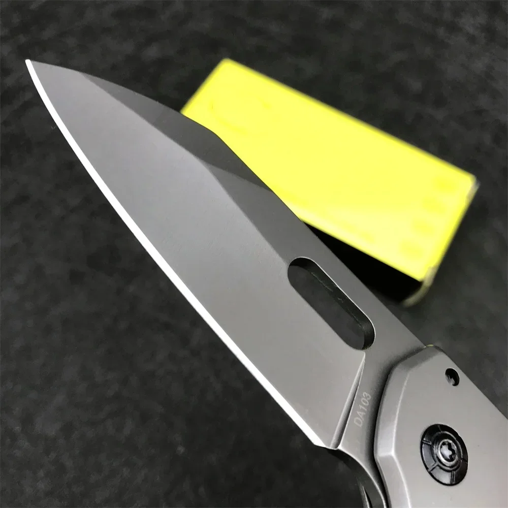 BK DA103 Small Pocket Folding Knife 440 Grey Titanium Blade All Steel Handle Self Defense Outdoor Camping Hunting Knives