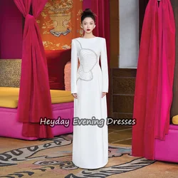 Heyday Crepe Straight O-neck Empire Saudi Simple Prom Gown Beading Floor Length Elegant Evening Party Dresses For Women 2024