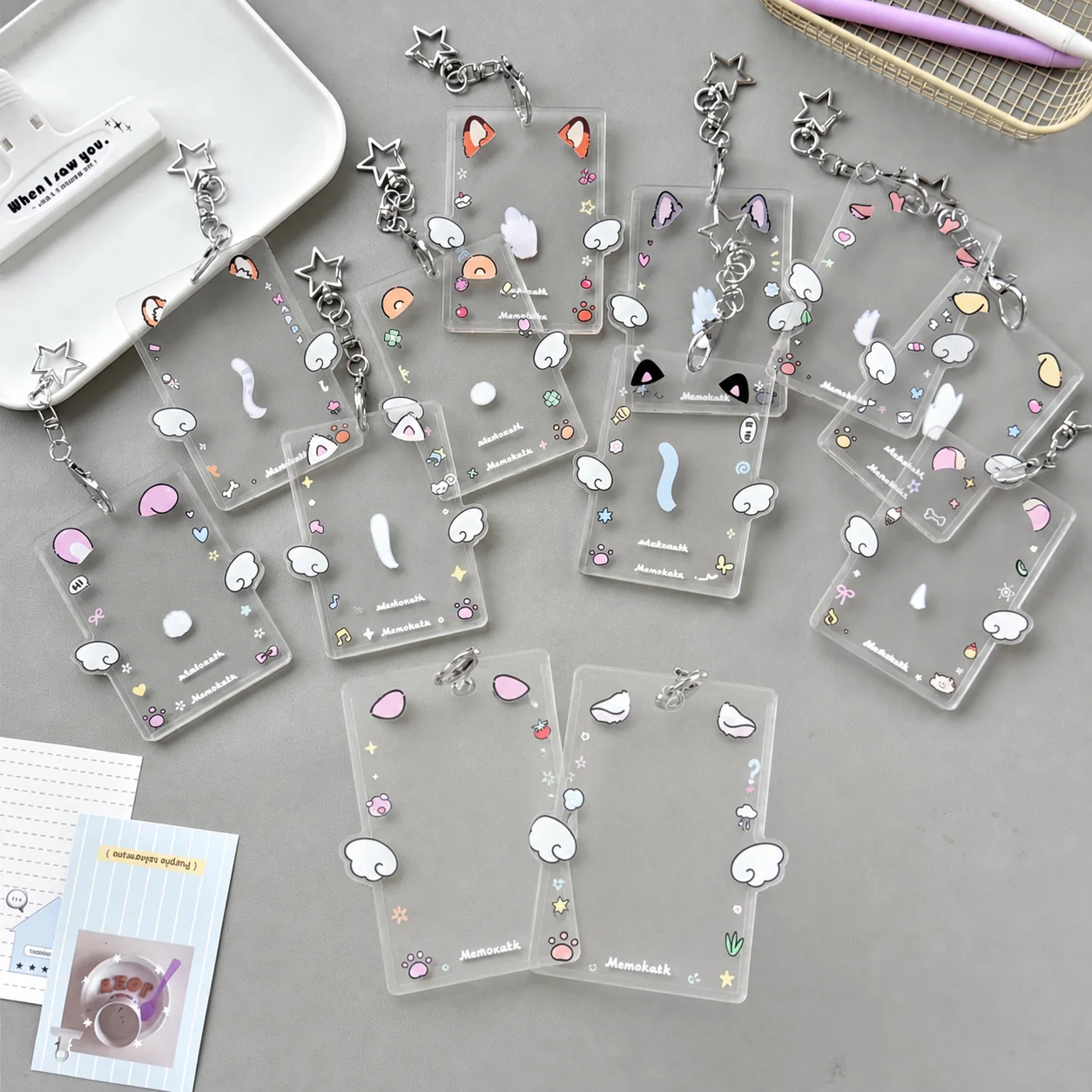 Star Keychain Card Holder Transparent Cartoon Card Holder Acrylic Photocard Holder Portable For Handbags Id Cards Daily Card