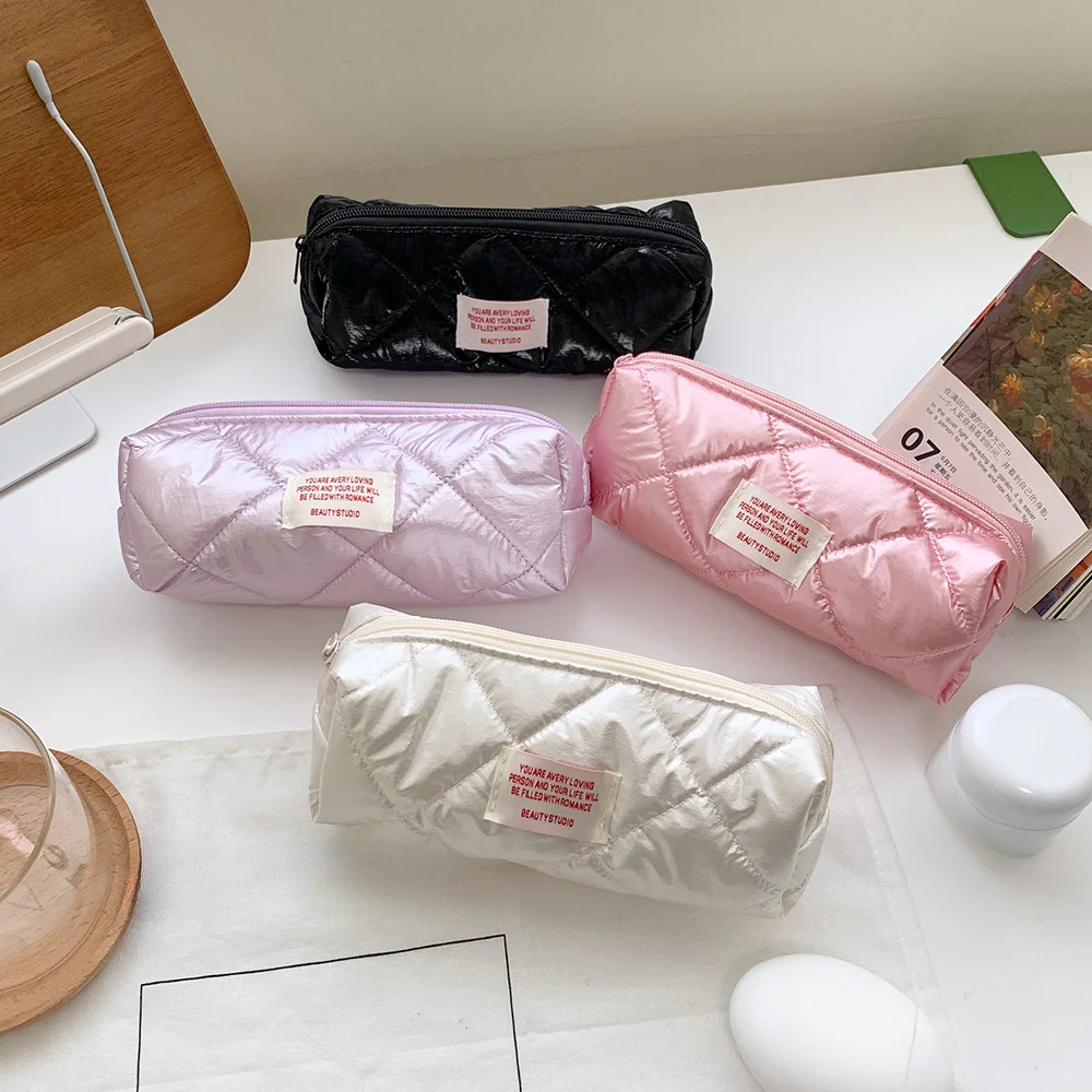 INS Fashion Simple Solid Color Pencil Case Pencil Bag Girl Office Small Storage Bag Student School Stationery Supplies