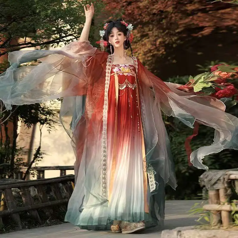 

Women's Tang Dynasty Embroidery Hanfu Traditional Chinese Neat Bust Dress Street Carnival Event Fairy Martial Cosplay Costume