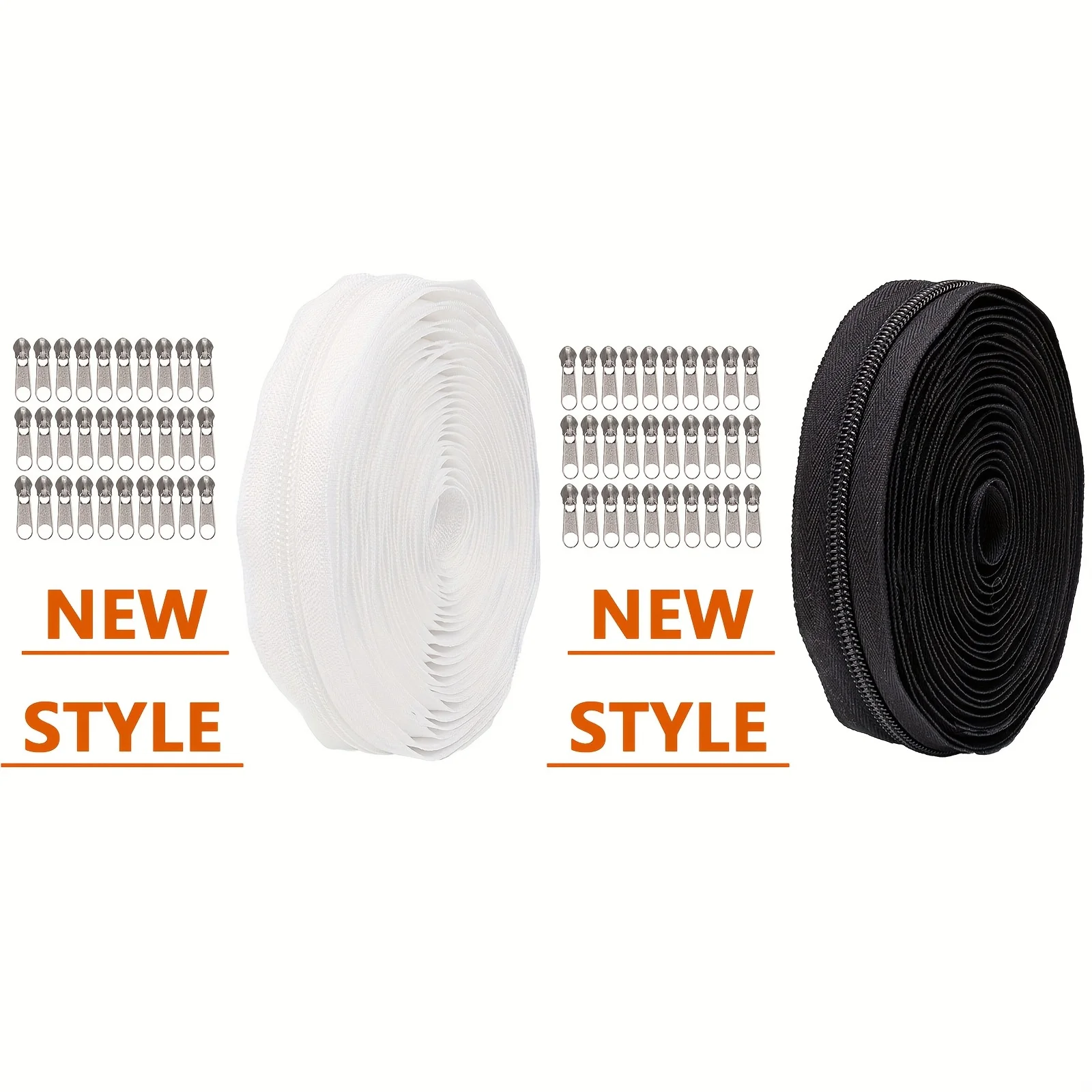 Chain zipper, continuous nylon coil, with zipper slider
