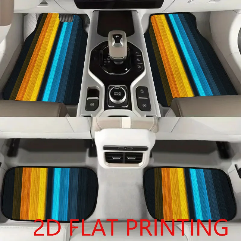 4pcs Modern Vertical Striped All-Weather Floor Mats Compatible For, SUVs, Trucks - Heavy-Duty Vehicle Floor Protection, Easy-Cle