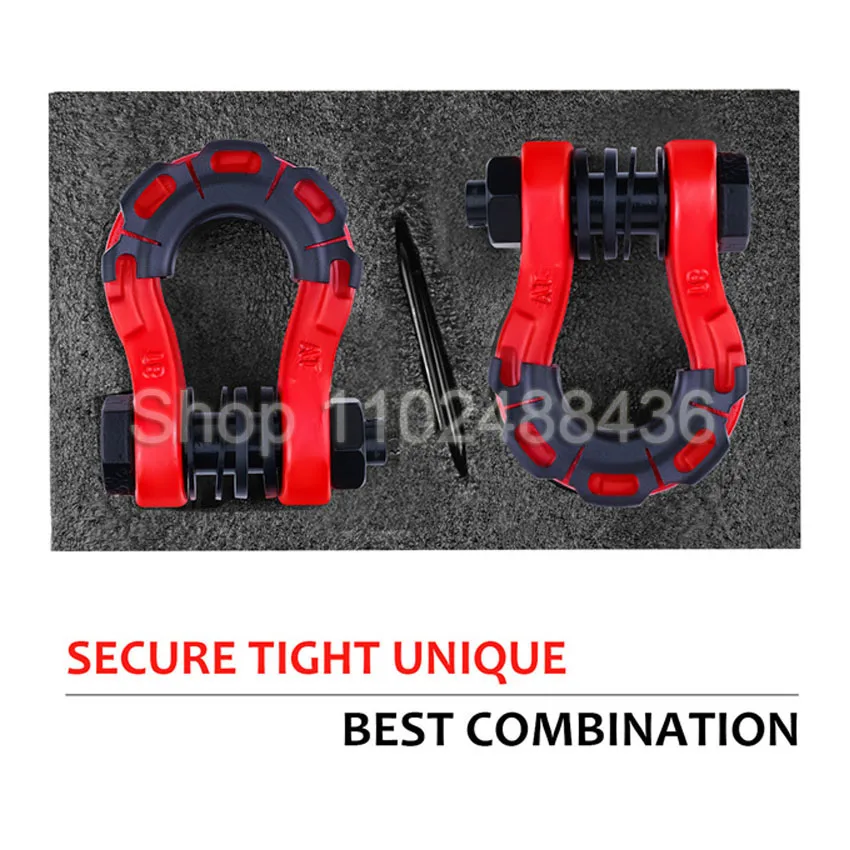 Automobile SUV Offroad Parts Towing Hook 2 Pcs Trailer U-Hook 8 Ton 3/4' D-Ring Shackles Set U-Hook Loop Hook Trailer Rope