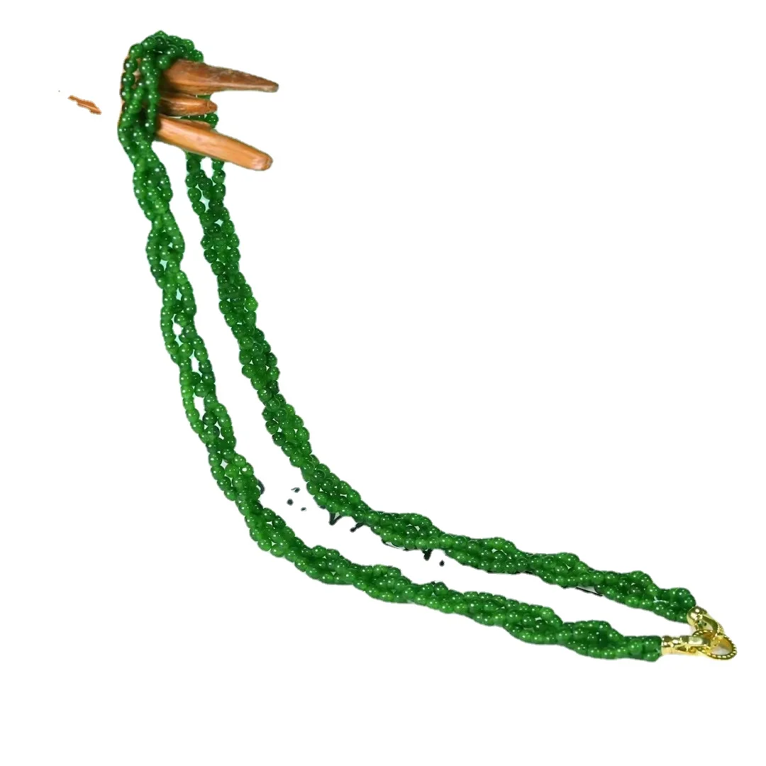 

Elegant Handcrafted Jade Stone Pendant Necklace with Green Beads