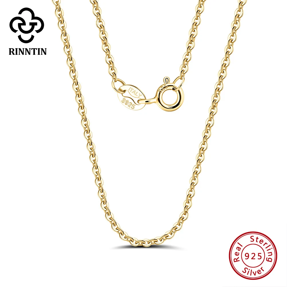 

Rinntin однотонное чистое настоящее ожерелье из стерлингового серебра 925 пробы с круглым крестом, простое ожерелье для женщин и мужчин, ювелирные изделия, сделай сам, цепочка на шею 40 см-60 см SC20