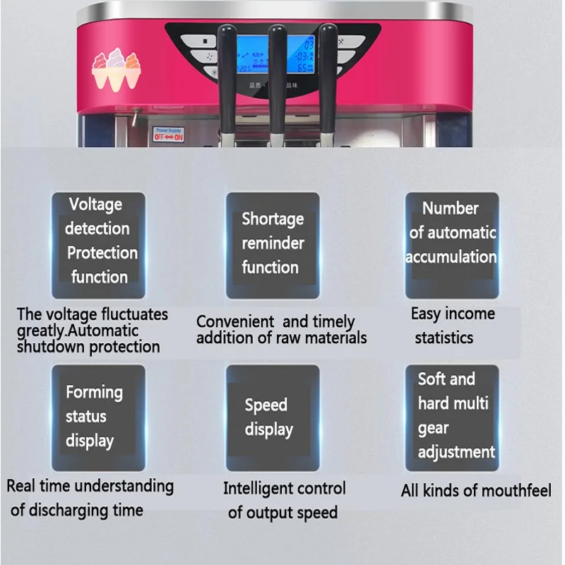 Vendita calda Macchina per il gelato Macchina per fare il gelato in acciaio inossidabile Gelato morbido a tre gusti