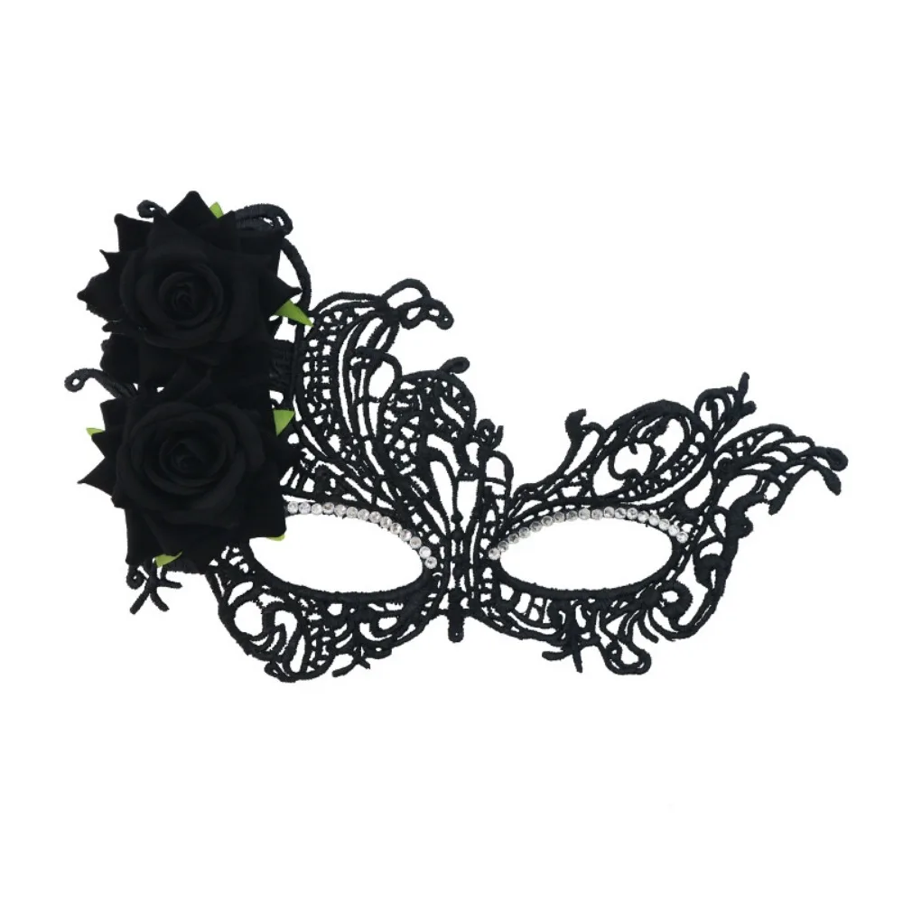 Lace Pattern Masquerade Mask Seductive Style Simulated Rose Halloween Festival Party Mask Party Costume Cosplay