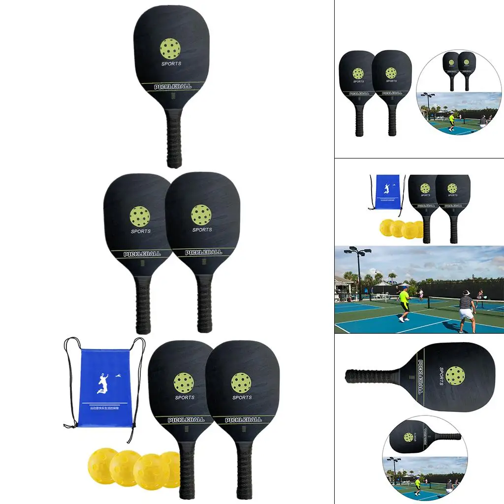 

Pickleballs Rackets Wood Wide Body Equipment Portable Set Racquet for Indoor Outdoor