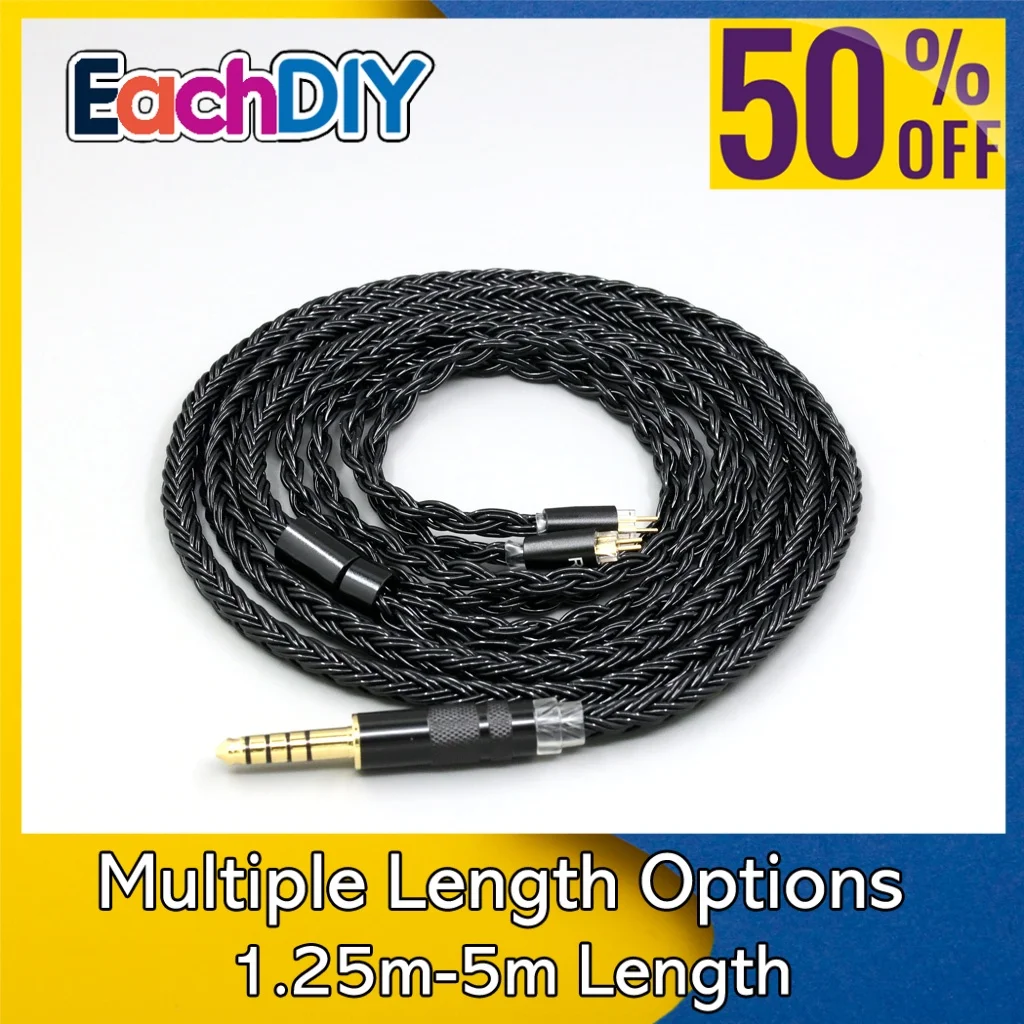 

16 Core Sliver plated Black Braided 0.78mm 2pin Earphone Audio Cable For IEM BA Westone W4r UM3X UM3RC JH13 High Step LN008876