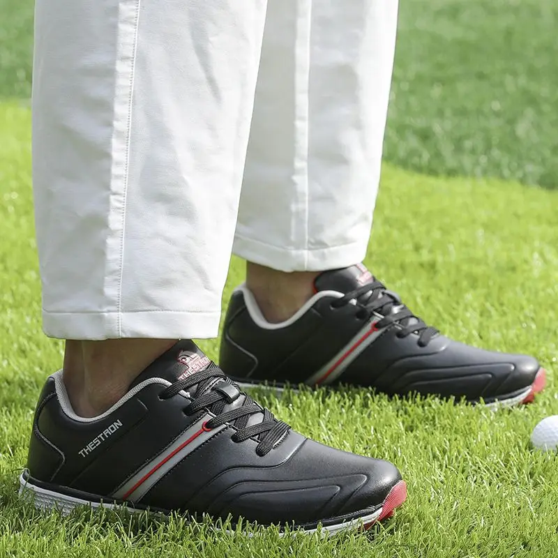 Scarpe da golf scarpe da uomo senza chiodi scarpe da viaggio antiscivolo traspiranti professionali in pelle con suola morbida da uomo impermeabili di alta qualità