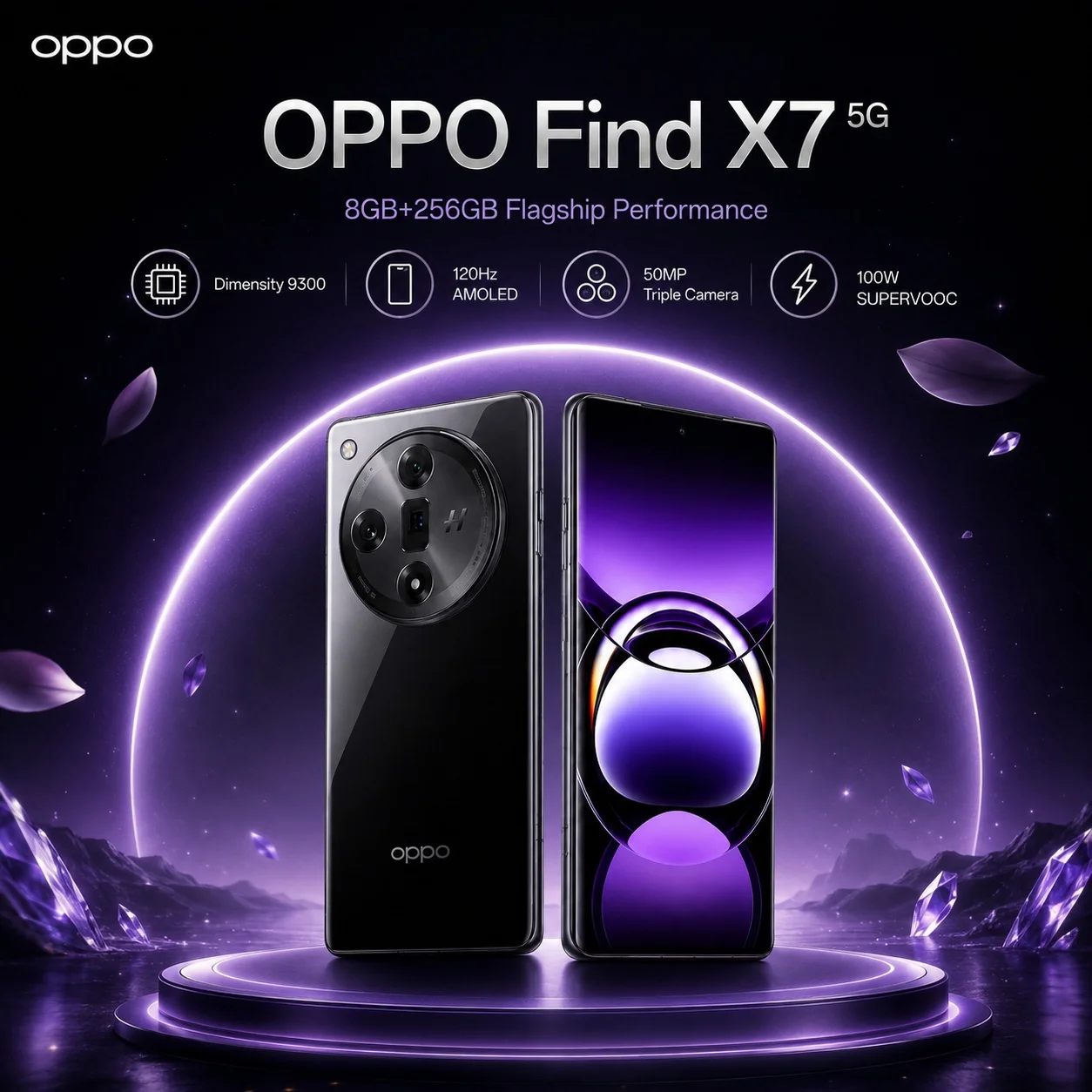 OPPO Find X7 5G Smartphone 8GB+256GB, 50MP Main Camera, 64MP Periscope Telephoto, 120Hz Display, 5000mAh, 100W SUPERVOOC