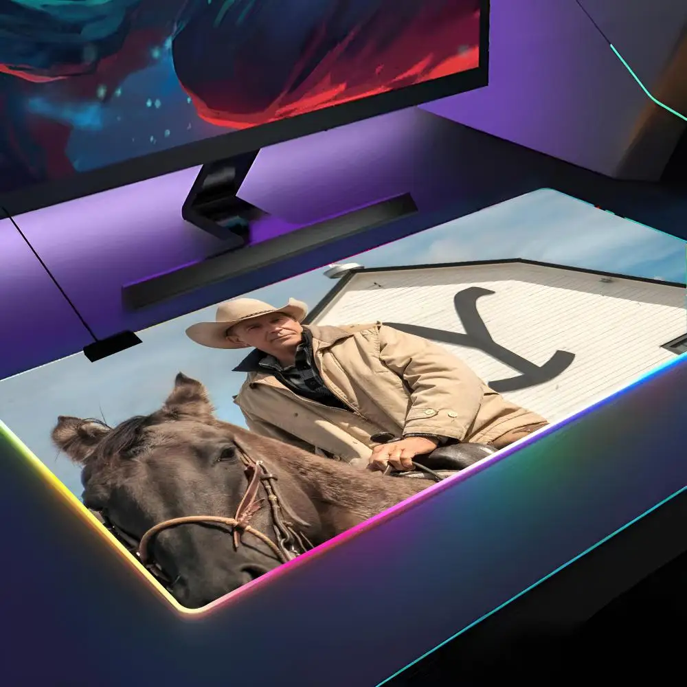 Movie Y-Yellowstone National Park Mouse Pad RGB Backlit Mouse Pad Laptop Mouse Pad Laptop Gamer Computer Desk Gaming Accessories