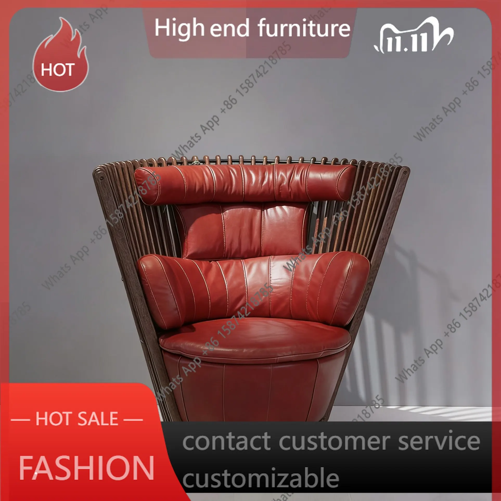 RP Medieval style villa luxury living room high-end sofa leather single sofa rotating leisure chair advanced sense