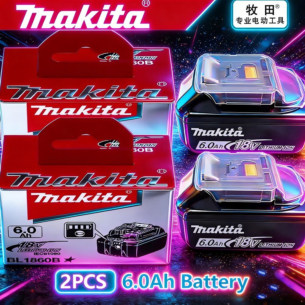 

Makita 100% Original 18V 6.0Ah 6000mah Makita Battery BL1830B BL1850B BL1850 BL1840 BL1860 BL1815, DC18RC fast charging☑