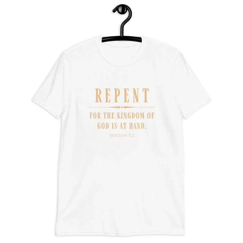 Repent Printing Tee Hipster Faith Slogan Tops Streetwear Basic Style Tees Custom T-shirt For Womens