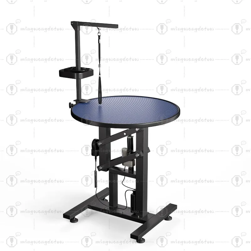 Pneumatic Pet Grooming Table, Round Rotating Grooming Station, 360° Swivel Pet Bath Table, Dog Cat Grooming Stand
