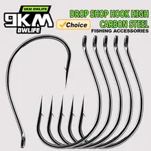 9KM Drop Shot Hook Bass Fishing Hooks 50-200pcs Black Nickel Wacky Hooks for Drop Shot Rig Wacky Rig Saltwater Freshwater