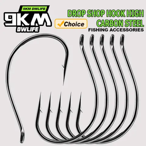 9KM Drop Shot Hook Bass Fishing Hooks 50-200pcs Black Nickel Wacky Hooks for Drop Shot Rig Wacky Rig Saltwater Freshwater