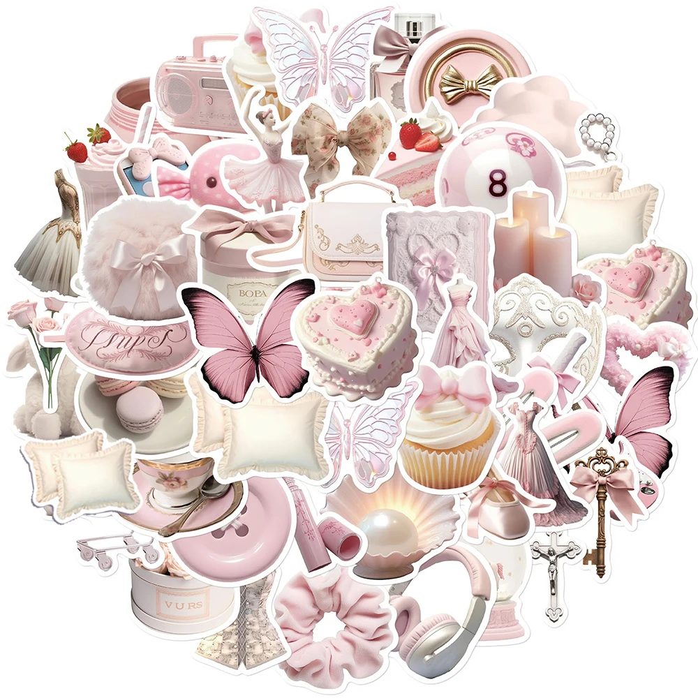 10/30/50pcs Cute Pink Ballet Girls Aesthetic Stickers INS Style Cartoon Decals DIY Notebook Guitar Suitcase Graffiti Sticker Toy